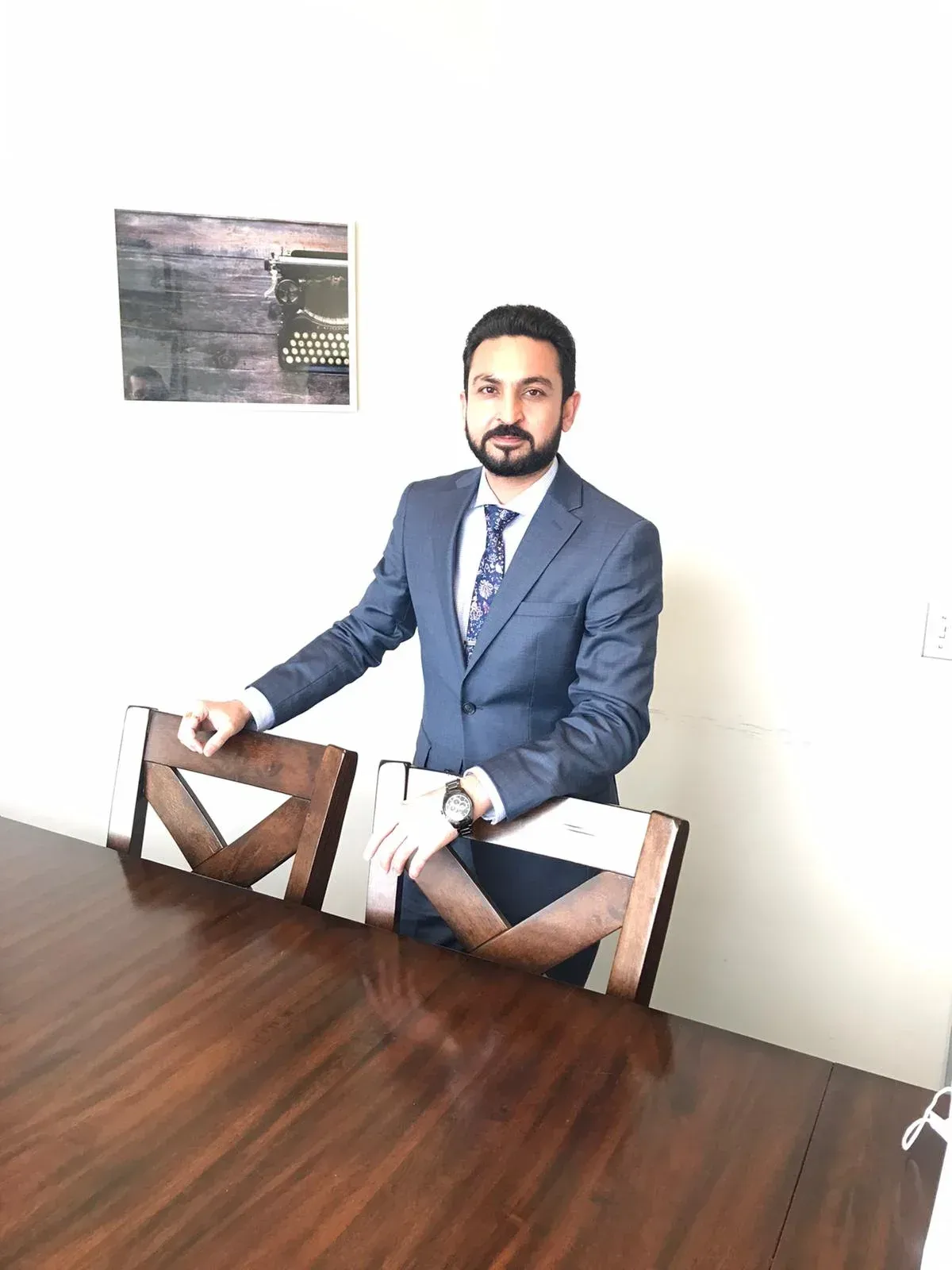 Navdeep Dhindsa meeting clients at the Dhindsa Law office in Brampton